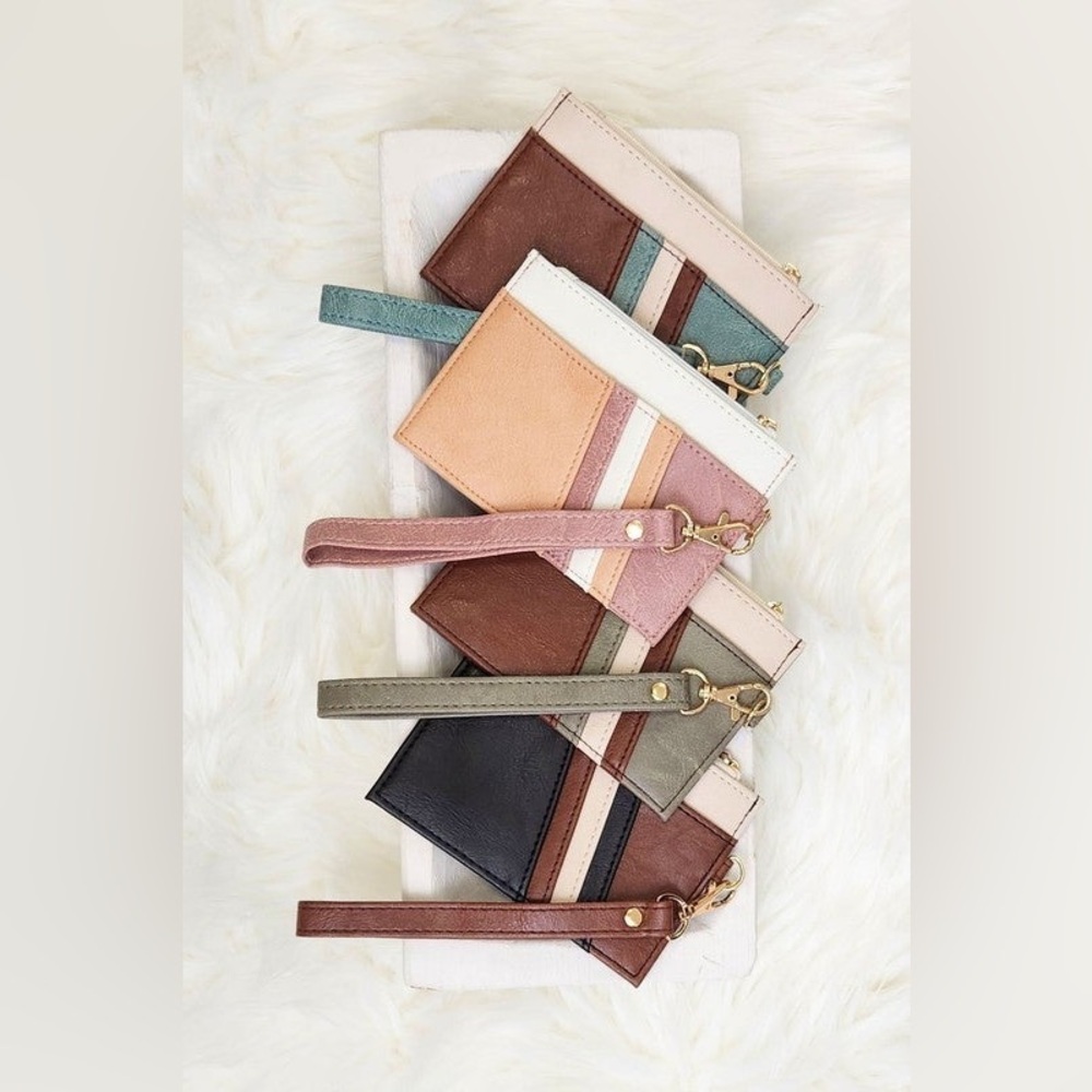 New Colorblock Wristlet Wallet Card Holder